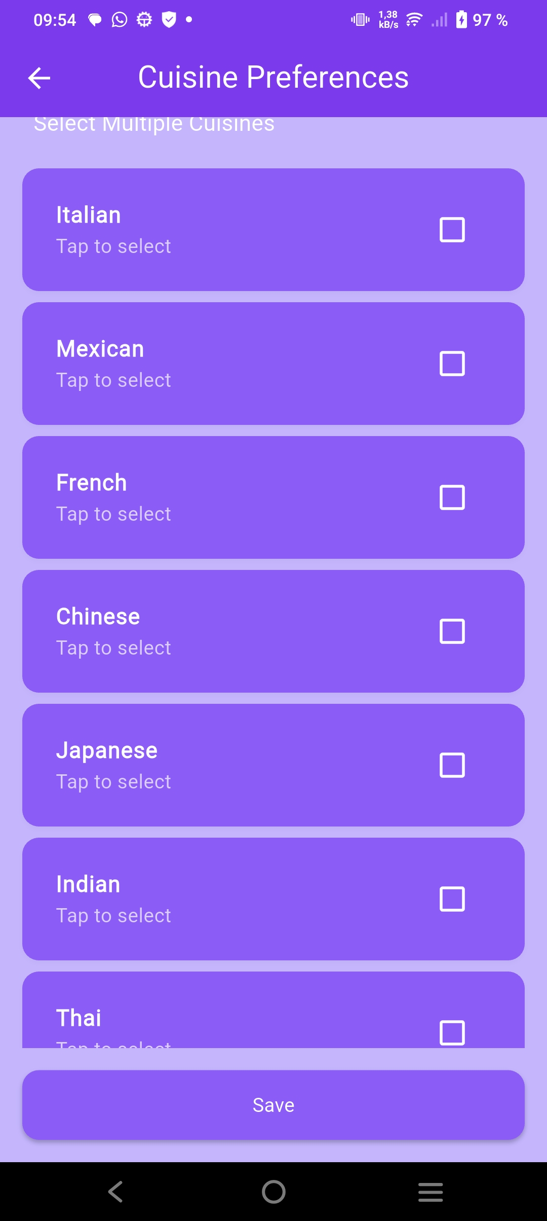 Kitchen Assistant Settings